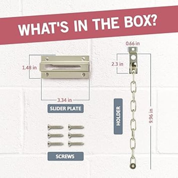 Borrkedjedörrskydd med lås - 2-pack kedjelås Dörrskydd, robust och rostbeständigt stålkedjelås för innerdörr och extra framdörrlås
