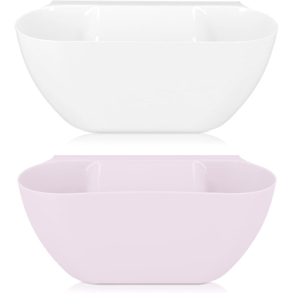 2 Rosa + hvite kjøkkenavfallskopper - bordavfallsbrett 3,8l - hengende beholder 28 x 13,5 x 11 cm