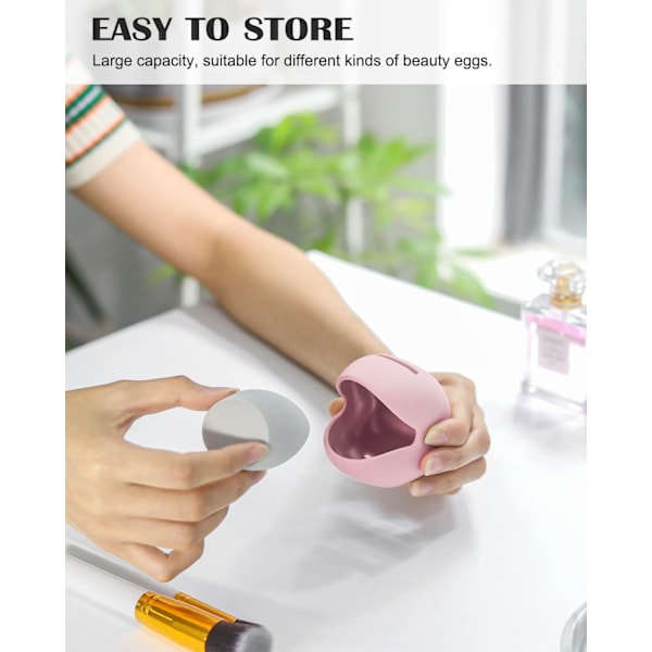 Vaaleanpunainen meikkisienen pidike, sileä ja silkkimäinen silikoninen meikkipussi, kauneussienen kotelo, tyylikäs matkakotelo - Beauty Blender -pidike