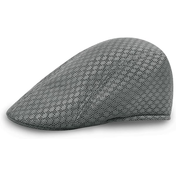 Grå vintage mesh beret ivy cap herre flat hatt pustende golf cap sommer flat hatt pustende mesh nøytral