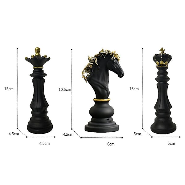 Schack Kung Drottning Riddare Harts Figurer Internationell Schack Staty Skulptur Black Knight