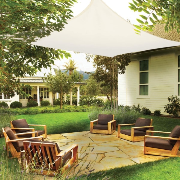 Rektangulær parasol 3x4m vandtæt, 95% UV-resistent, til have terrasse - Beige
