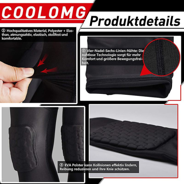 Basketball Leggings med Knæbeskytter til Mænd 3/4 Kompression Bukser Sportsbukser Multi-way White XXL