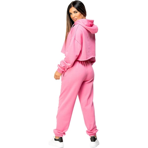 Fashion Damkläder Träningsdräkt Oversize Crop Hoodie Joggers Loungewear Set