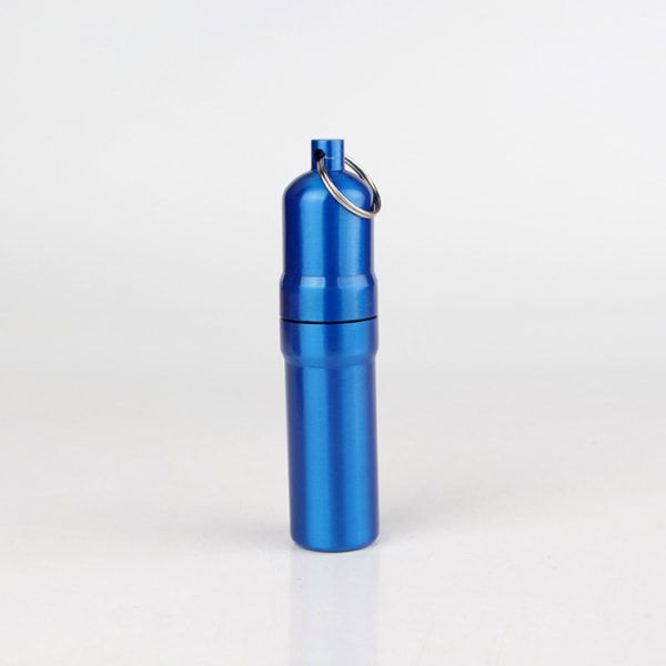 Hängande case (blått), bärbar vattentät cigaretthållare, cirkulär cigarettficka med nyckelring, endast för män och kvinnor