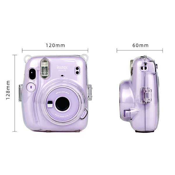 Mini 11 PVC Hard Case Cover for instax mini11 Kamera Reiseveske Cover med Avtakbar Stropp | Transparent Skimmer
