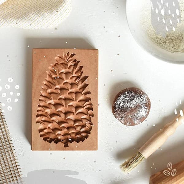 Bageform i træ, bærbar kageform, rosekage, træ, honningkager, mørdej Pine cones