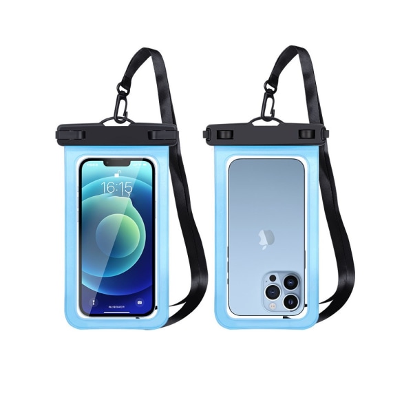 Ett pulverblått vattentätt phone case, vattentät telefonväska, torrförseglad väska Smartphones under 6,5 tum，Smör på stranden Fiske Fotvandring Surfa, resor
