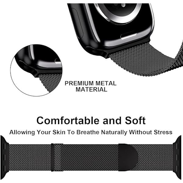 Armbandet är kompatibelt med Apple Watch armband 42mm 44mm 45mm (svart, exklusive armbandet), lämpligt för kvinnor och män. iWatch Series 8 SE 7 6