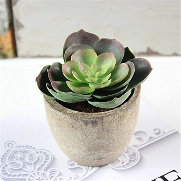 Simulerte sukkulenter i potter Grønne planter Mini kunstige planter i potter White