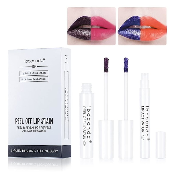 Peel Off & Reveal Lip Stain Set Läppar Långvarig Vattenfast Lipstain Color Pop Lipstick för kvinnor (7 &13) B