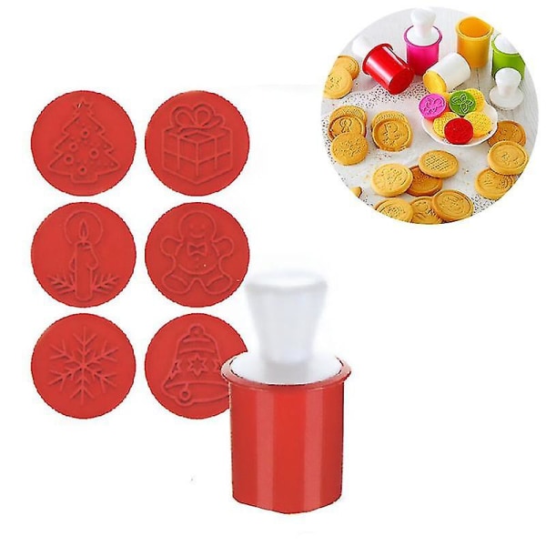 6 st DIY kakstämpelform Präglingsform Kakform 3d-skärare Kök red