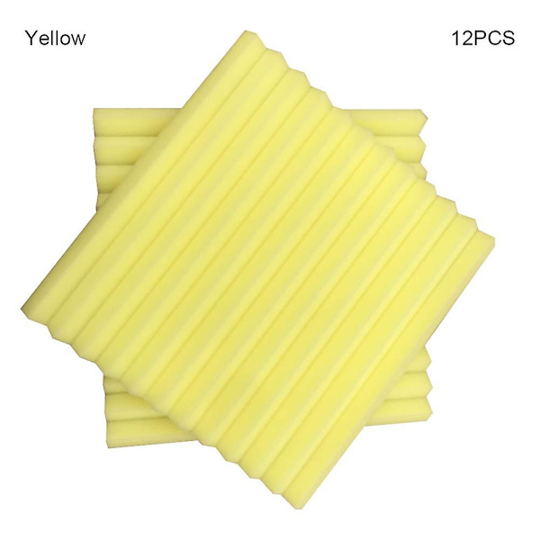 12 kpl Ääntä vaimentavaa puuvillaa Kolmionmuotoiset urat Akustinen äänieristys Eristys Vaahtomuovilevy Matto Yellow 30*30*2.5CM
