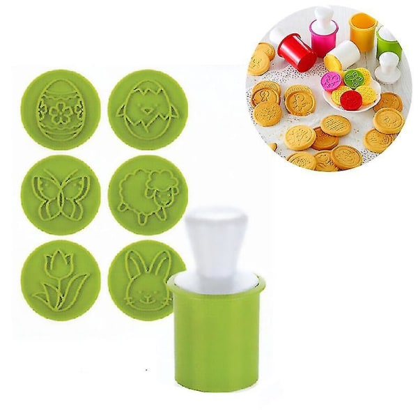 6 stk. DIY Kakeform Stempel Pregeform Kake 3D Kutter Kjøkkenverktøy red