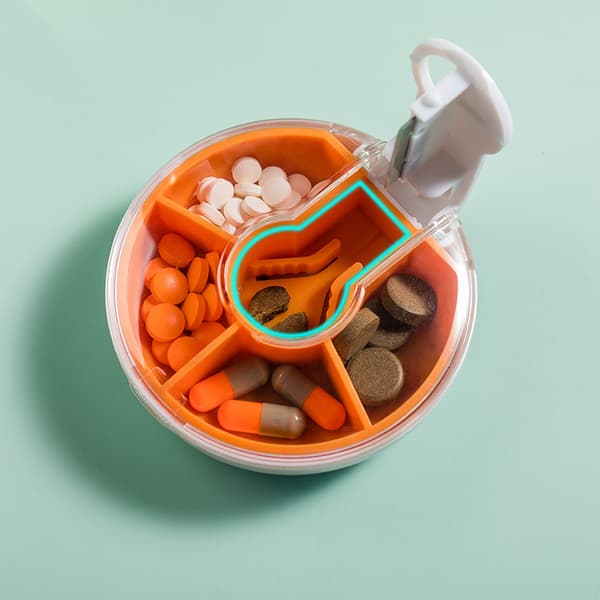 Orange Vit Pill Splitter Plast Rund Pill Cutter Pill Splitter Pill Cutter