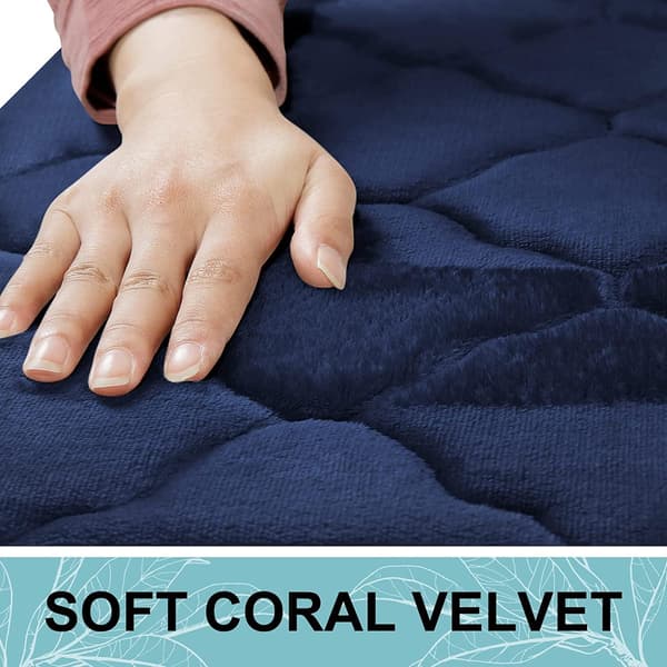 Skridsikkert badeværelsestæppe, Memory Foam badeværelsestæppe, Absorberende badeværelsestæppe, Maskinvaskbart - 50x80cm, Navy