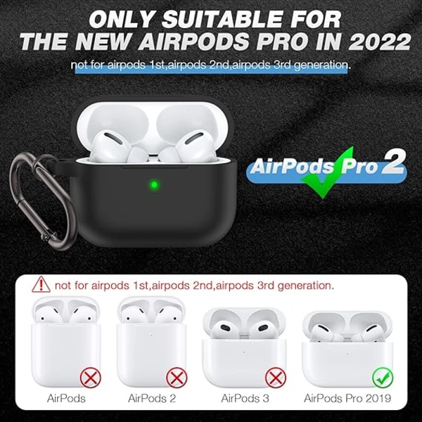 för Airpods Pro 2nd/1st Generation Case Cover 2022/2019, mjukt cover Stötdämpande case med nyckelring för nya Apple Airpods