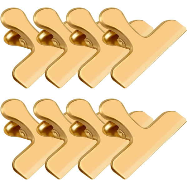 Guld Chip Clips, 8 Pak Rustfri Stål Chip Clips, Chip Clips Pose Clips Mad Clips, Pose Clips til Mad, Clips til Madpakker, Chip Pose Clips - Lufttæt