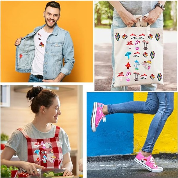 20 stk. svampe patch strygemærker til tøj, kjoler, hatte, bukser, sko, gardiner, jeans, tasker, beklædning, kunst og håndværk DIY