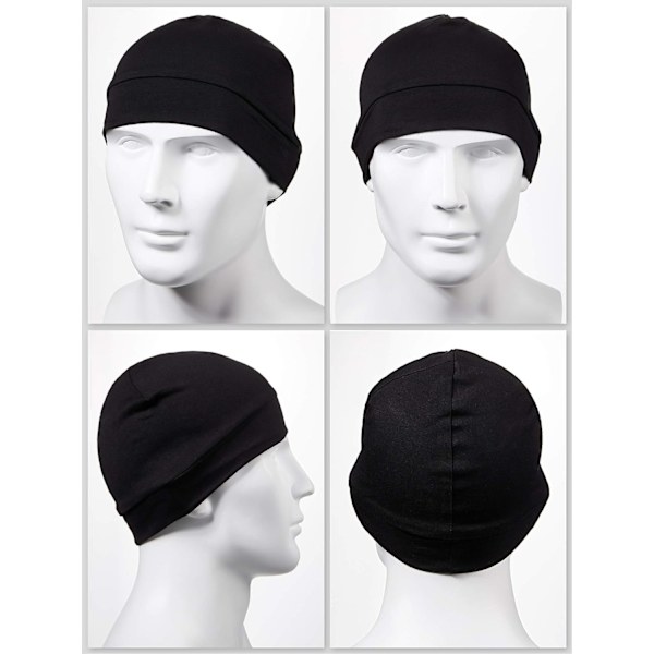 4 Skull Caps Mænd Blød Bomulds Beanie Sleep Hats Strækbar Hjelm Multifunktionel Liner Hovedbeklædning til Mænd Kvinder