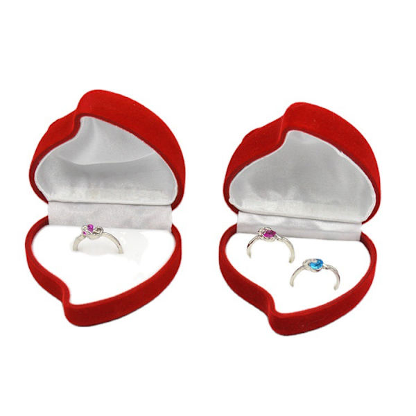 3-delars set (stor röd, enkel ring 60*60*42mm) Ringbox - Röd Hjärtformad Presentationsbox - Förlovningsring Bröllop Frieri Smyckeskrin Lyx