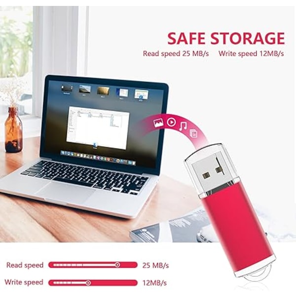 USB-muistitikku 64 GB USB 2.0, muistitikku 64GB, avaimenperämuotoilu, Jump Drive Zip Drive LED-merkkivalolla, punainen