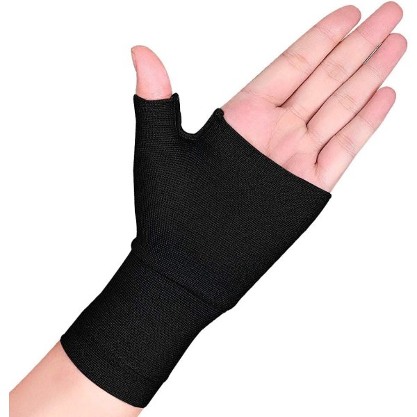 2 stk. sorte (S) Kompressions håndledsstøtte Sports Håndledsbånd Bracer Håndfladebeskytter Håndledsbind Stropper Handsker