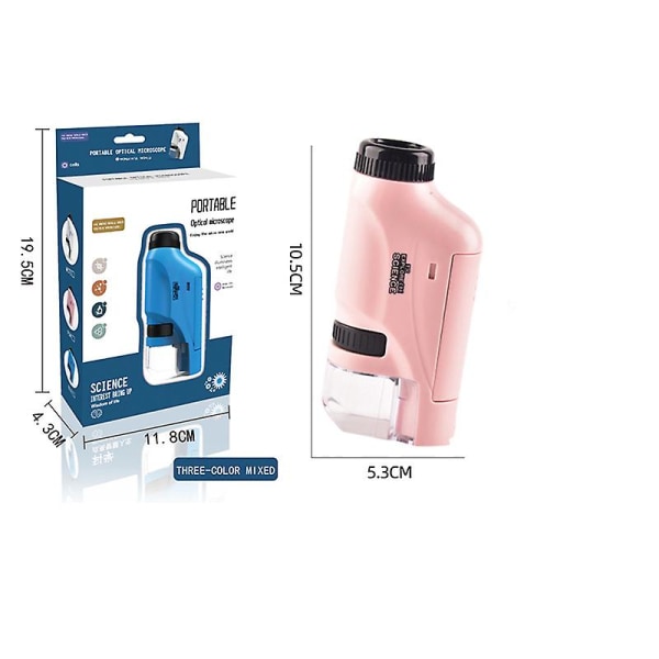 Håndholdt Mikroskop 60-120x Lommemikroskop LED Lys Bærbart Mini Mikroskop Pink