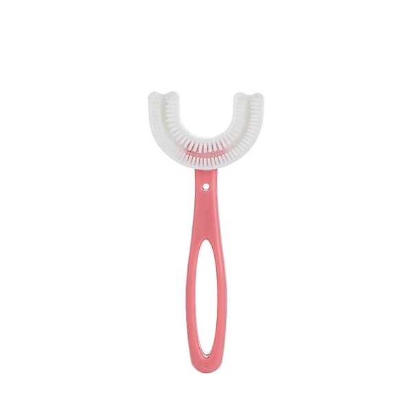 2st U-formad Hel mun Tandborste Silikon Borst Massage tandkött Allroundrengöring Pink