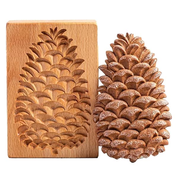 Bageform i træ, bærbar kageform, rosekage, træ, honningkager, mørdej Pine cones