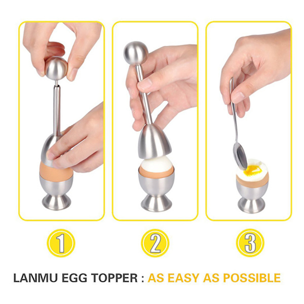 Eggeglass Skallkutter Eggeholder Åpner i 304 Rustfritt Stål Kjøkkenverktøy Kniver og Redskaper Sett Skjæreverktøy