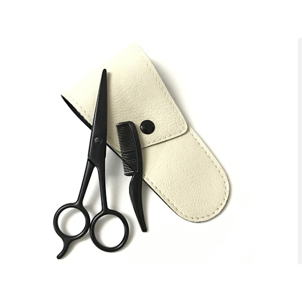 Set med 3 skäggsaxar med skyddande fodral 5 tum svart skarp rostfritt stål ögonbrynssax