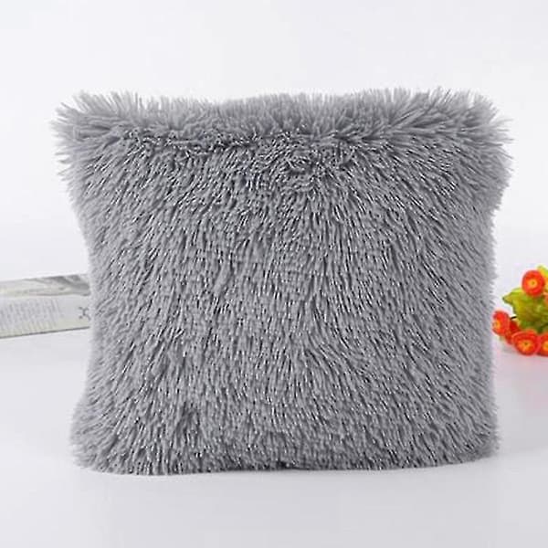 Mjuk och fluffig kuddfodral prydnadskudde för heminredning Grey
