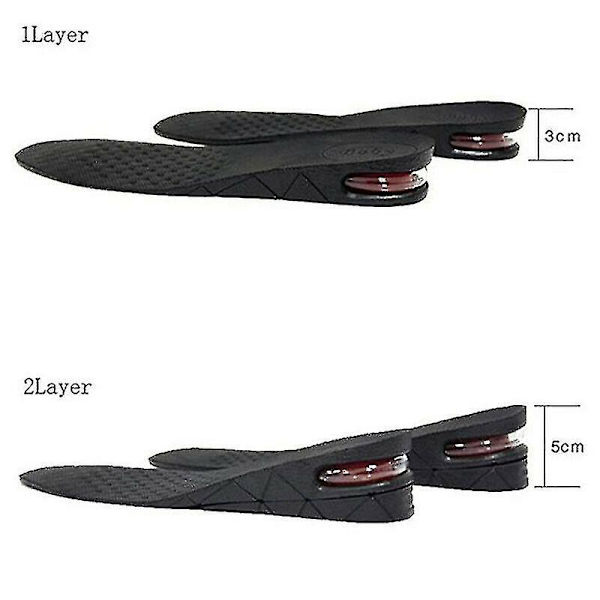 Unisex 3cm 5cm 7cm eller 9cm klackhöjd ökning sko lyft innersula insatser (svart) 1 Layer(3cm)
