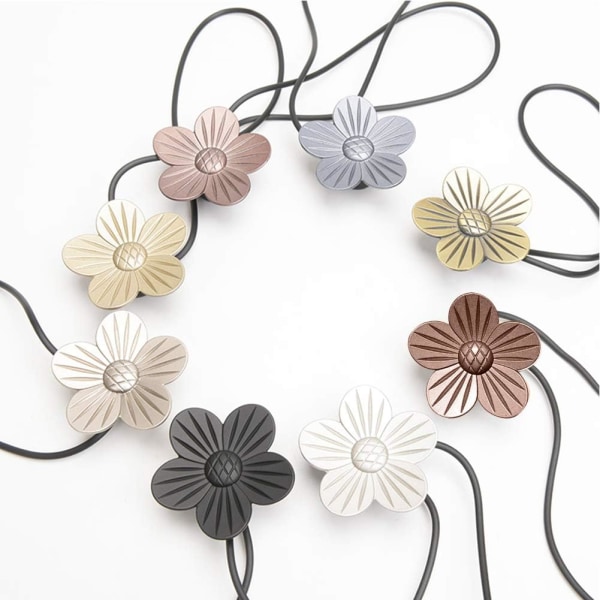 4 st Vintage Magnetiska Gardinuppsättningar med Blomdesign för Hemmakontor Svart