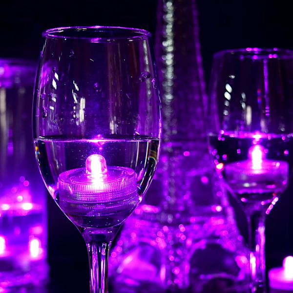 Rosa 24 stk Vanntette Undervanns Runde Mini LED Telys Senkbare Lys for Hjem Bryllupsfest Vase Festival Valentinsdag Dekorasjon