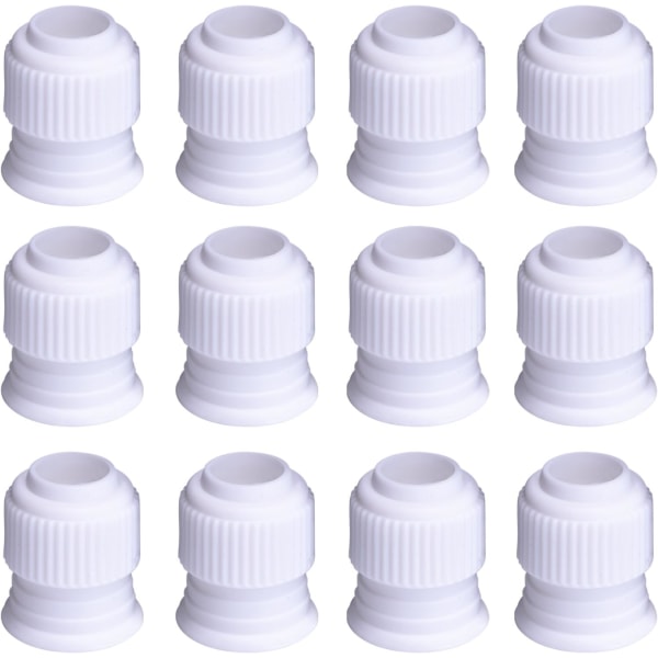 Plast Standard Koblinger Kakedekorasjon Kobling Rør Tip Kobling for Glasurdyser, Hvit (12 Stykker, 3 x 2,5 cm)