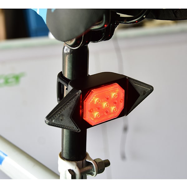 Blå cykellampor, blinkers, USB-laddningsbara vattentäta LED-bakljus med trådlös fjärrkontroll, 5-lägesindikatorer