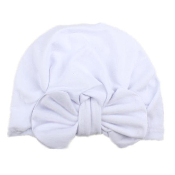Nyfödd Baby Turban Knuten Huvud Wrap Bekväm Pojkar Flickor Mössa Mössa White