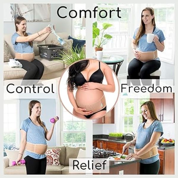 Belte Magebånd for Graviditet - Justerbar Størrelse Mammabelte Mage Støttebånd Strekkstropper & Pustende Mesh Girdle - Abdominal Vekt Bekken Pr