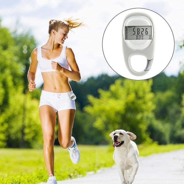 3D Digital Enkel Stegräknare med Clip-On Funktion White