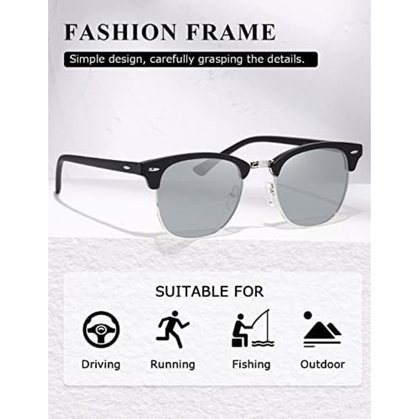 Unisex Retro Semi-Rimless Solbriller