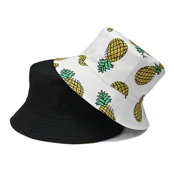Hattar Sommarhink Kepsmössa Banan Tryck Gul Bob Hip Hop Hatt Kvinnor Ananas White