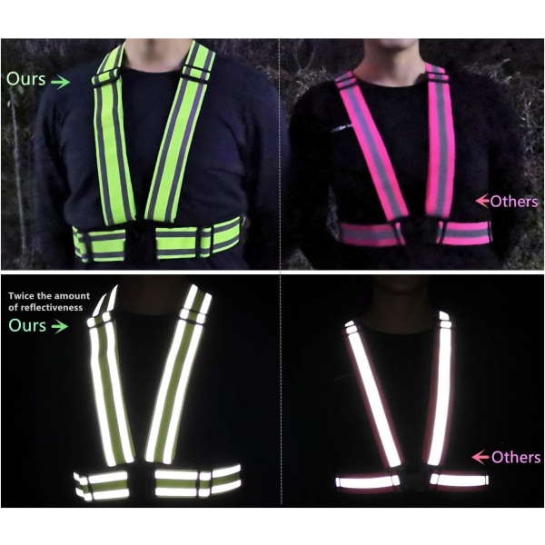 2-pack Högvisande Reflexväst | Lättviktig, Justerbar & Elastisk | Hi Vis Löparutrustning för Jogging, Promenader, Cykling, Byggnadsarbetare