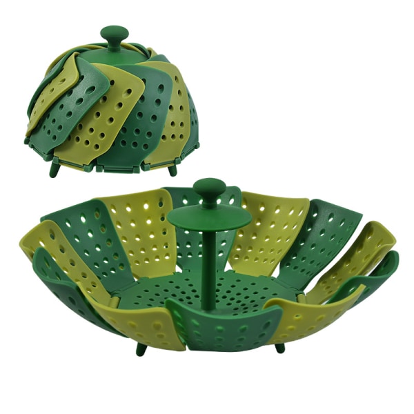 Infällbar Lotus Folding Steamer (grön), multifunktionell grönsakskorg Fruktkruka