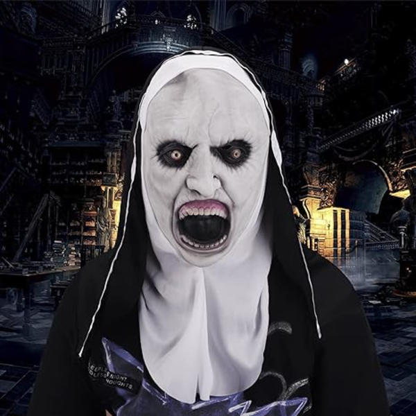 Läskig Nunna Latexmask Halloween Party Stad Nunna Mask Cosplay Kostym Helhuvud Läskig Mask Häxmask Zombie Ond Utklädnad