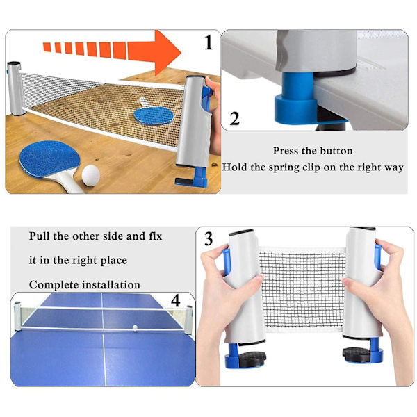 Uttrekkbart Ping Pong Nett Bærbart Bordtennis Nettstativ Perfekt For Ping Pong Bord Kontorpult Hjemme Grey