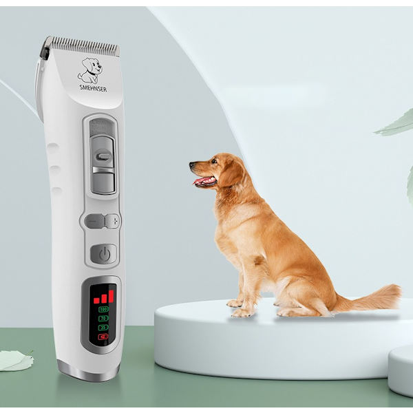 Profesjonell hundeklipper med LCD-skjerm, hundeklipper for tykt langt hår, trådløs hunde- og katteklipper, hundepleiesett, avtakbart keramisk blad 4 timers U