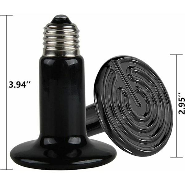 75W 220V Reptil Varme Lampe, Vandtæt Infrarød Keramisk Varmelampe E27 Keramisk Varmelampe til Reptil Padder
