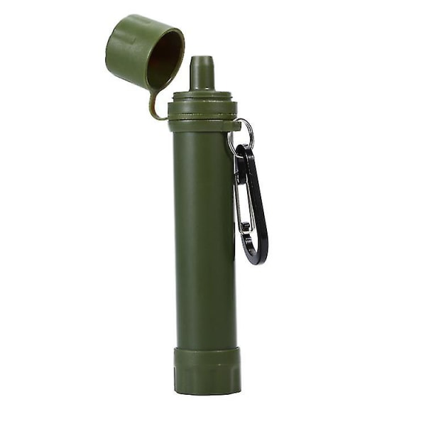 1 Styck Bärbar Vattenrenare Utomhus Överlevnadsfilter Camping Vandring Nödsituation Element ArmyGreen